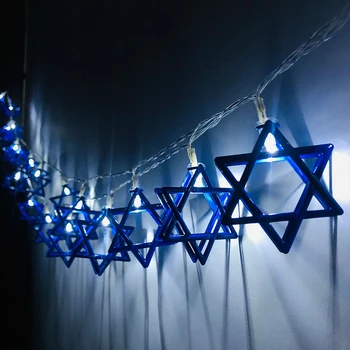 1.65 M 10LED Judaism Mogen David Star Tuled String Hanukkah Shavuot Juudi Pidu Pühendumist Menorah Pool Tarvikud