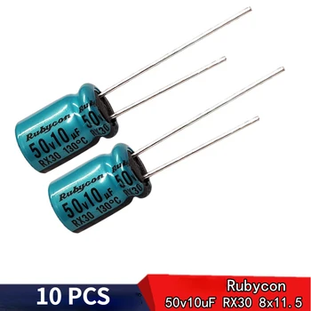 (10tk) Jaapani RUBYCON 50v10uF imporditud elektrolüütiline kondensaator RX30 kõrge temperatuuritaluvus 8X11.5mm 50V kondensaatorid