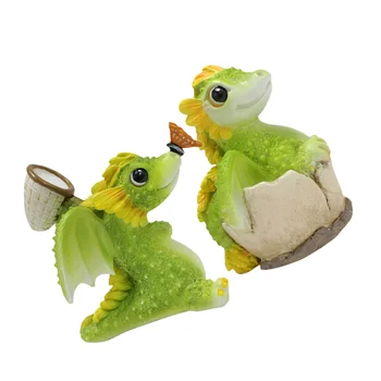 2 Tk Saia Vähe Sõidavad Dekoratiivne Ripats Vaik Dragon-kuju Figuriin Laua Kuju Cartoon Kujud Väljas Aed