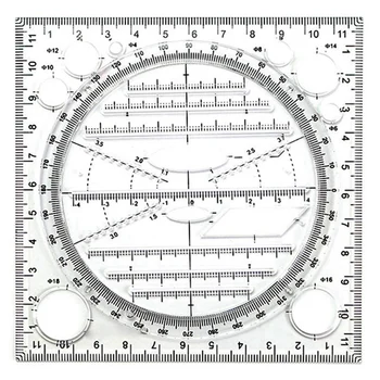 2X Multifunktsionaalne Ringi Joonise Mall, Geomeetriline Joonistamine Tööriista -, Mõõte Joonlaud, Pööratav Nurk