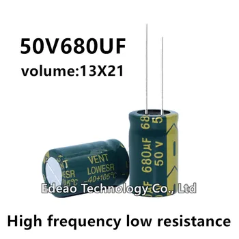 5tk/palju 680UF 50V 50V680UF 680UF50V maht: 13X21 13*21 13X20 mm Kõrge sagedus väike takistus, alumiinium-elektrolüütkondensaatorid kondensaator