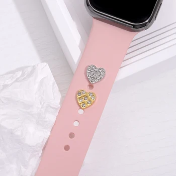 Glitter Süda Dekoratiivsed Võlu Apple Vaadata Silikoon Watchband Tarvikud Võlu Armas Multikas Armas Ehted Iwatch Rihm
