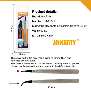JAKEMY JM-T10-11 Kvaliteetse Vahetatav Anti-staatiline kuumakindel Isoleeritud Roostevabast Terasest Näpitstangid, Laagri