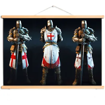 Kristuse Armor Warrior Banner Seinal Rippus Pilt Vintage Knights Templar Plakatid Lõuend Leidke Maal täispuidust Telg Z8