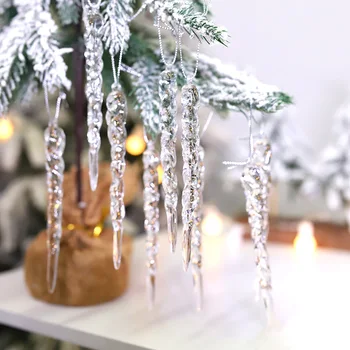 Lumehelves Icicle Tilk Kaunistused Crystal Jõulupuu Läbipaistev Teenetemärgi Ripats Jõulud Kodu Kaunistamiseks Navidad 2023