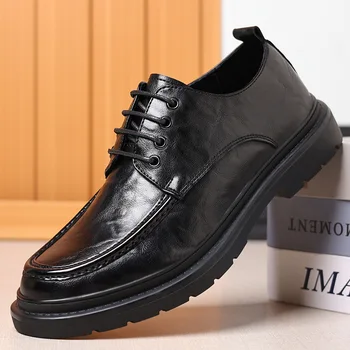 mens fashion business ametliku pulm kleit naturaalsest nahast kingad pits-up derby kinga must pruun platvorm jalatsid zapatos hombre