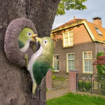 Vaik Toitmine Lindude Figuriin Tree Hugger Aed Statue Simuleeritud Tõetruu Loomade Lindude Puu Skulptuur Kaunistused Kodu Hoovis Decor