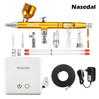 Nasedal Gold Dual-Action Pen Kompressor Kit 0,3 mm Pen Spray Gun Küünte Pen Mudel Kook Auto Kalad Kingad Maali